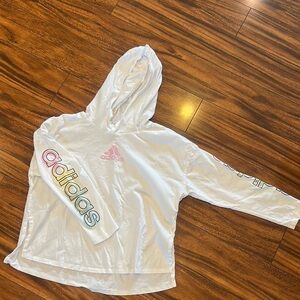 Adidas White and Pink Hoodie T shirt
